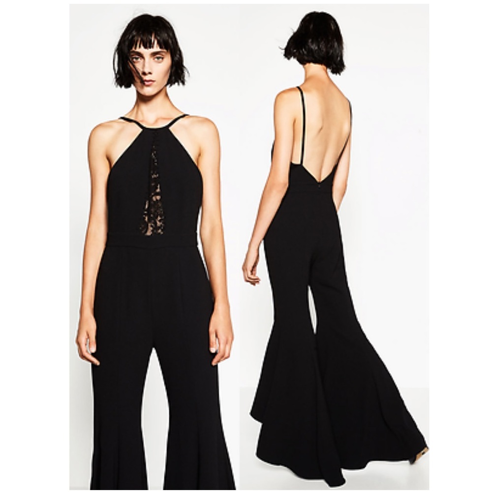 NWT Zara black bell bottom jumpsuit